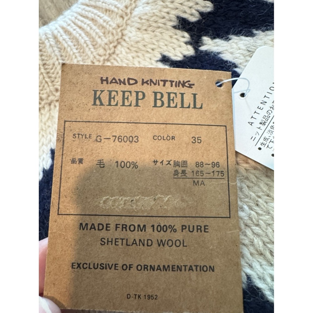 NWT Keep Bell Wool Hand Knit Cream Black Fisherman Sweater Fair Isle Nordic Sz M - Picture 5 of 13